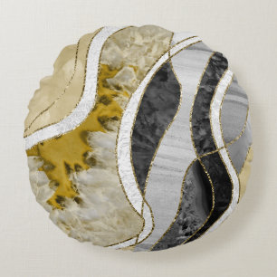 Marble Agate Gold Glam 7 Round Cushion