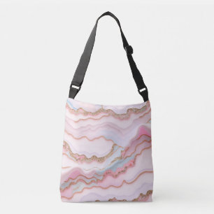 Marble Agate Modern Blue Pink Gold Collection Crossbody Bag