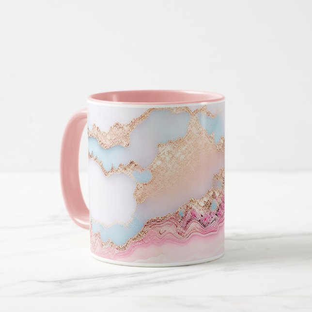 Marble Agate Popular Blue Pink Gold Collection Mug (Front Left)