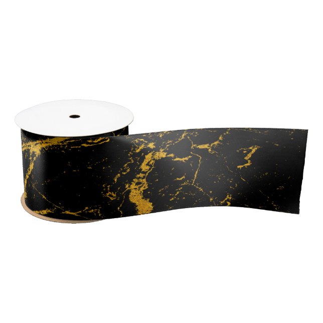 Marble Agate Texture Gold Veins  Satin Ribbon (Spool)