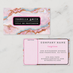 Marble Agate Trendy Blue Pink Gold Collection Business Card