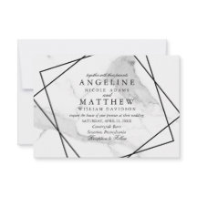 Marble and Black & White Geometric Wedding Invite