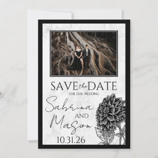 Marble and Flower Save The Date