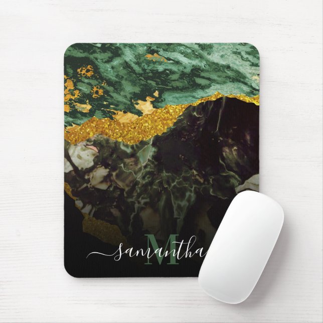 Marble and Glitter Abstract Texture Mouse Pad (With Mouse)