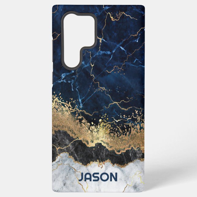 Marble and Glitter Samsung Galaxy S22 Ultra Case (Back)