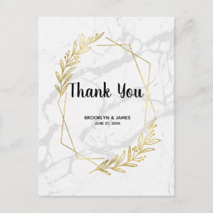 Marble And Gold Effect Wedding Thank You Postcards