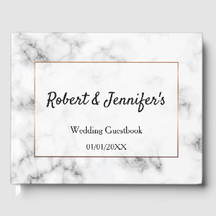 Marble and gold elegant wedding guest book