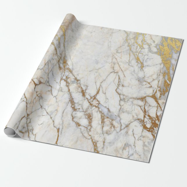 Marble and Gold Gift Wrapping Paper (Unrolled)