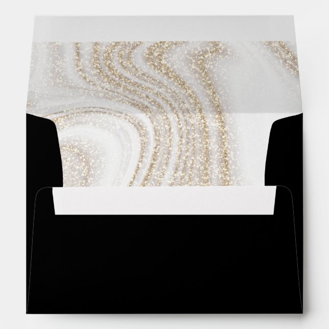 Marble and gold glitter modern typography envelope (Back (Bottom))