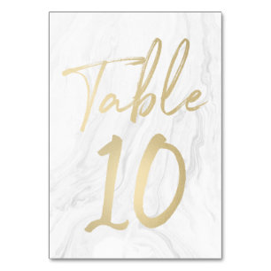 Marble and Gold Script   Table Number Card 10
