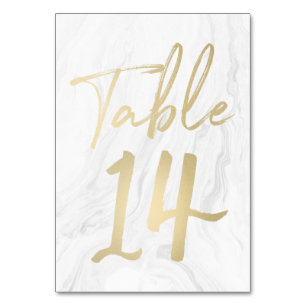 Marble and Gold Script   Table Number Card 14
