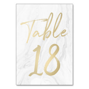 Marble and Gold Script   Table Number Card 18