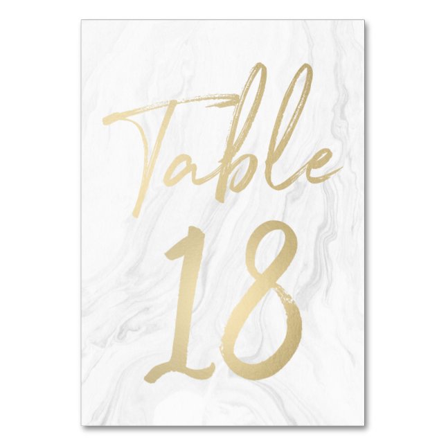 Marble and Gold Script | Table Number Card 18 (Front)