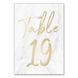 Marble and Gold Script   Table Number Card 19