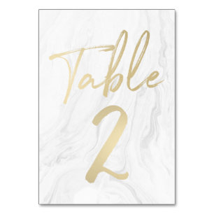 Marble and Gold Script   Table Number Card 2