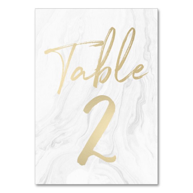 Marble and Gold Script | Table Number Card 2 (Front)