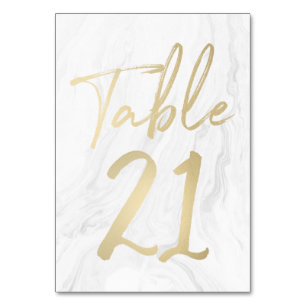 Marble and Gold Script Table Number Card 21