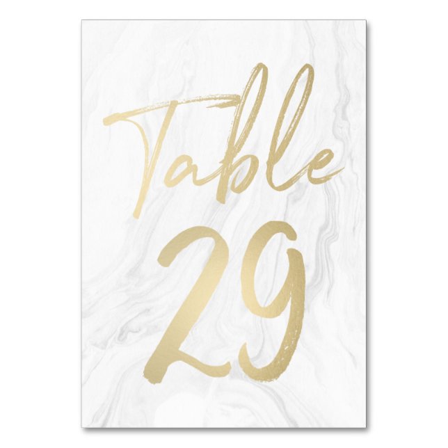 Marble and Gold Script | Table Number Card 29 (Front)