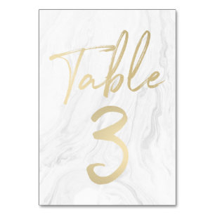 Marble and Gold Script Table Number Card 3