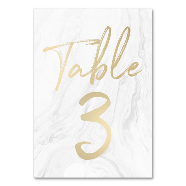 Marble and Gold Script | Table Number Card 3 (Front)