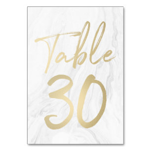 Marble and Gold Script   Table Number Card 30