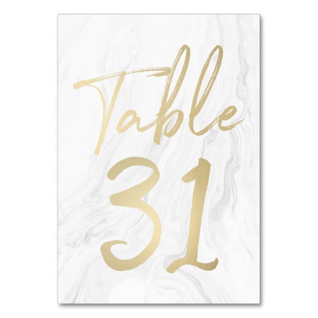 Marble and Gold Script | Table Number Card 31 (Front)