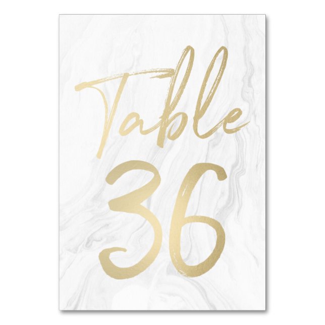 Marble and Gold Script | Table Number Card 36 (Front)
