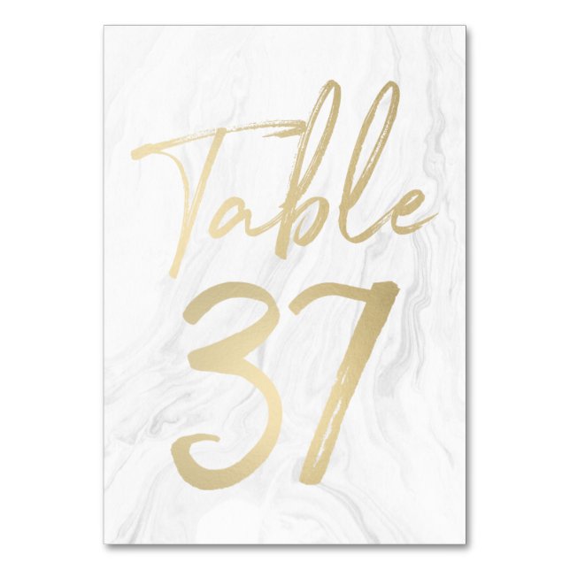 Marble and Gold Script | Table Number Card 37 (Front)