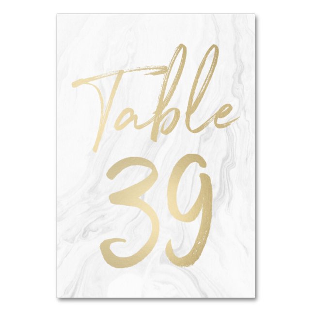 Marble and Gold Script | Table Number Card 39 (Front)