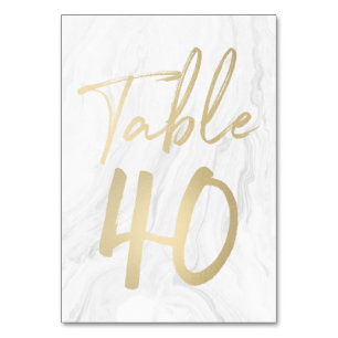 Marble and Gold Script   Table Number Card 40