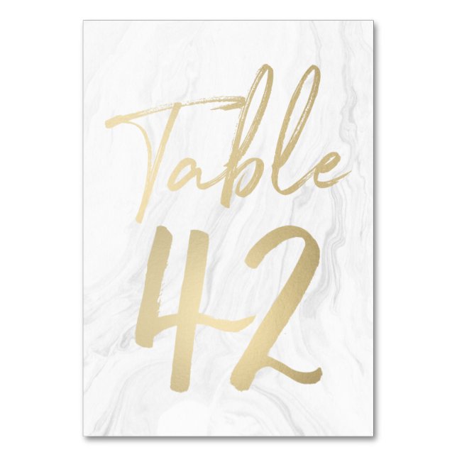 Marble and Gold Script | Table Number Card 42 (Front)