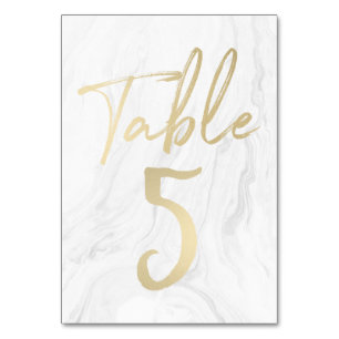Marble and Gold Script   Table Number Card 5