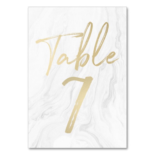 Marble and Gold Script | Table Number Card 7 (Front)