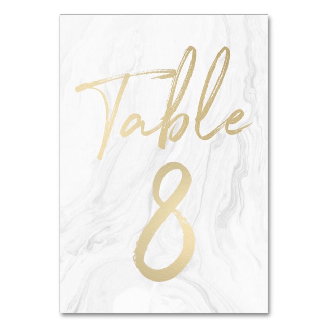 Marble and Gold Script | Table Number Card 8 (Front)