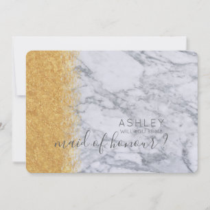 Marble and Gold Will You Be My Maid of Honor Name Invitation