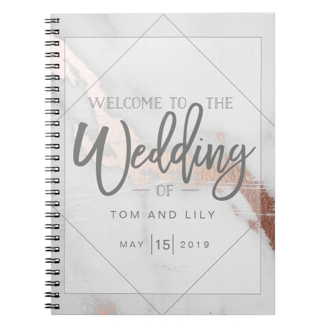 MARBLE AND METALLIC WEDDING NOTEPAD NOTEBOOK (Front)
