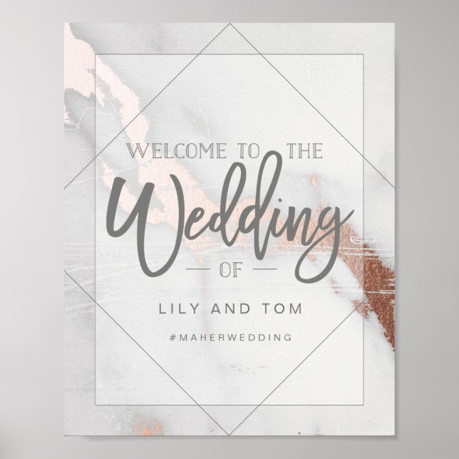 MARBLE AND METALLIC WELCOME TO THE WEDDING POSTER (Front)