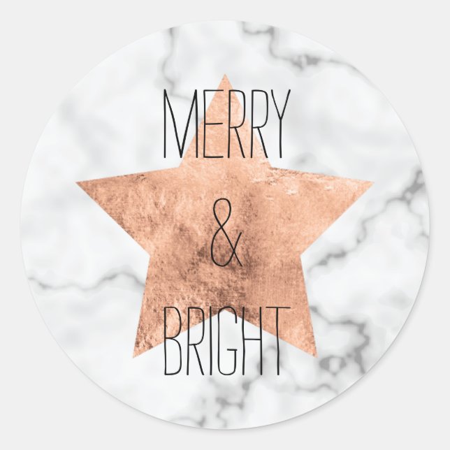 Marble and rose gold Christmas sticker (Front)