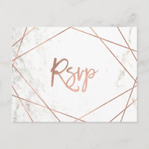 Marble and Rose Gold Geometric Meal Choice RSVP Invitation Postcard