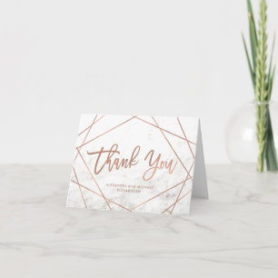 Marble and Rose Gold Geometric   Wedding Thank You Card