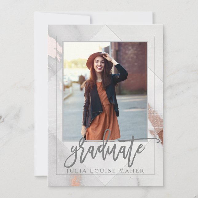 MARBLE AND ROSE GOLD GRADUATION announcement (Front)