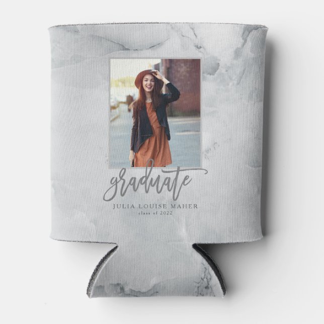 MARBLE AND ROSE GOLD GRADUATION  CAN COOLER (Front)