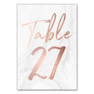 Marble and Rose Gold Script Table Number Card 27