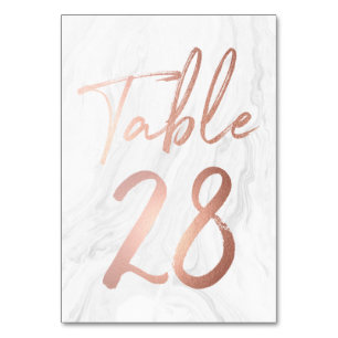 Marble and Rose Gold Script Table Number Card 28