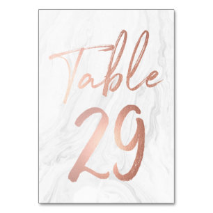 Marble and Rose Gold Script Table Number Card 29