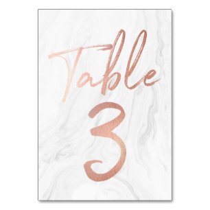 Marble and Rose Gold Script Table Number Card 3
