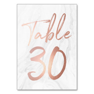 Marble and Rose Gold Script Table Number Card 30