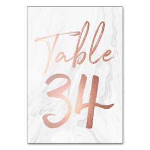 Marble and Rose Gold Script   Table Number Card 34