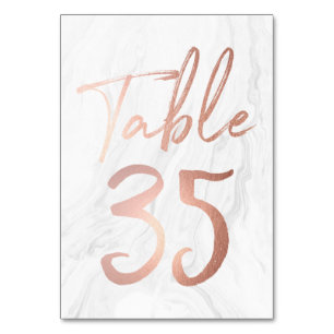 Marble and Rose Gold Script   Table Number Card 35