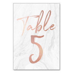 Marble and Rose Gold Script Table Number Card 5